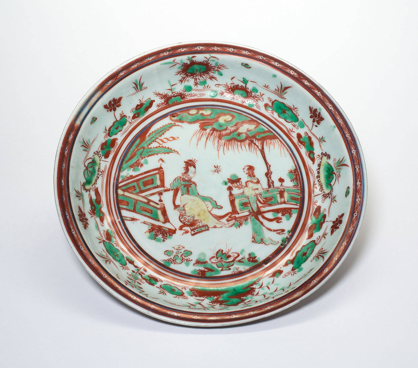 Dish with Two Women in a Garden -  China,  Poster Print Wall Art