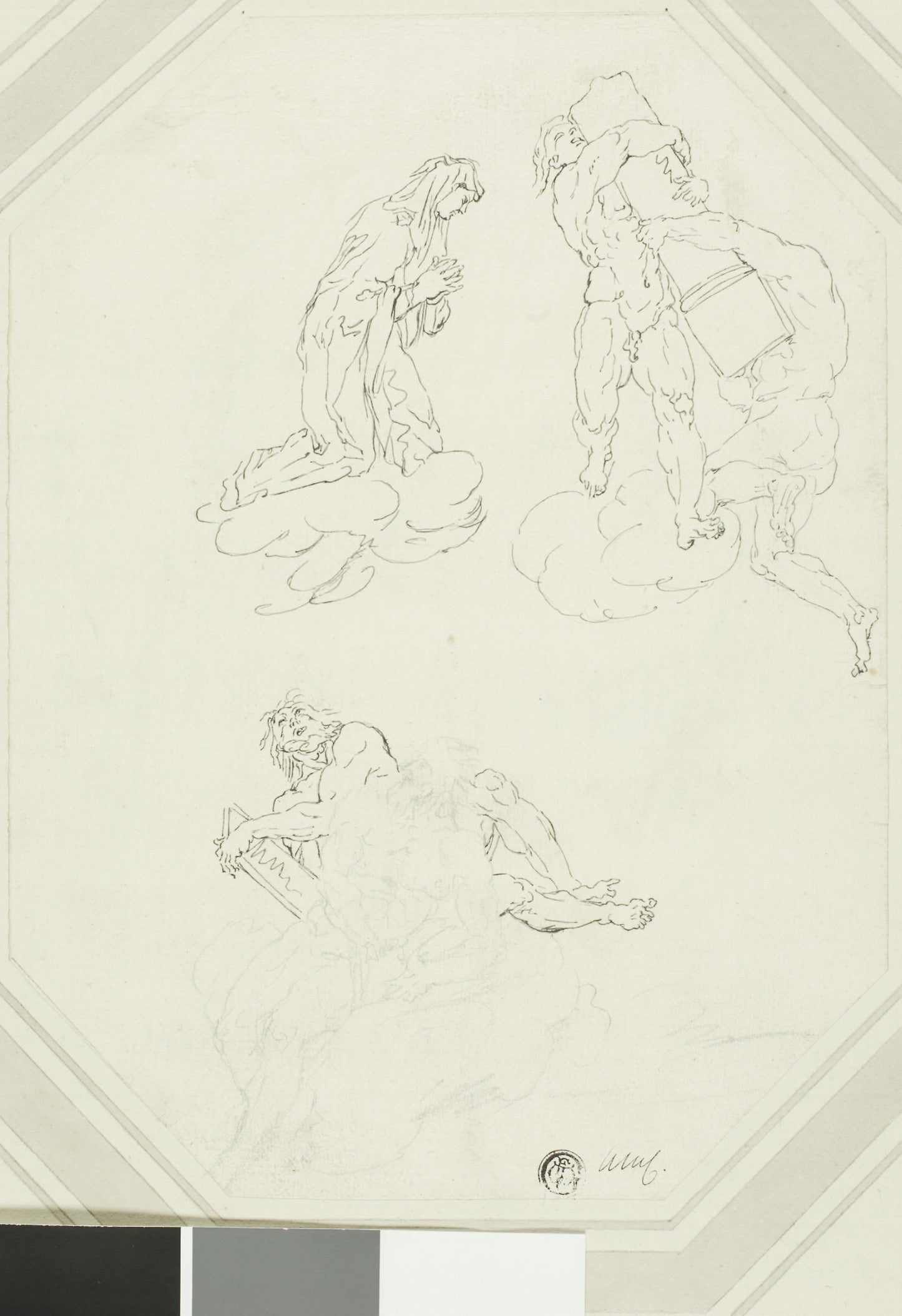 Praying Virgin and Figures in Clouds -  Attributed to Raymond de Lafage,  Poster Print Wall Art