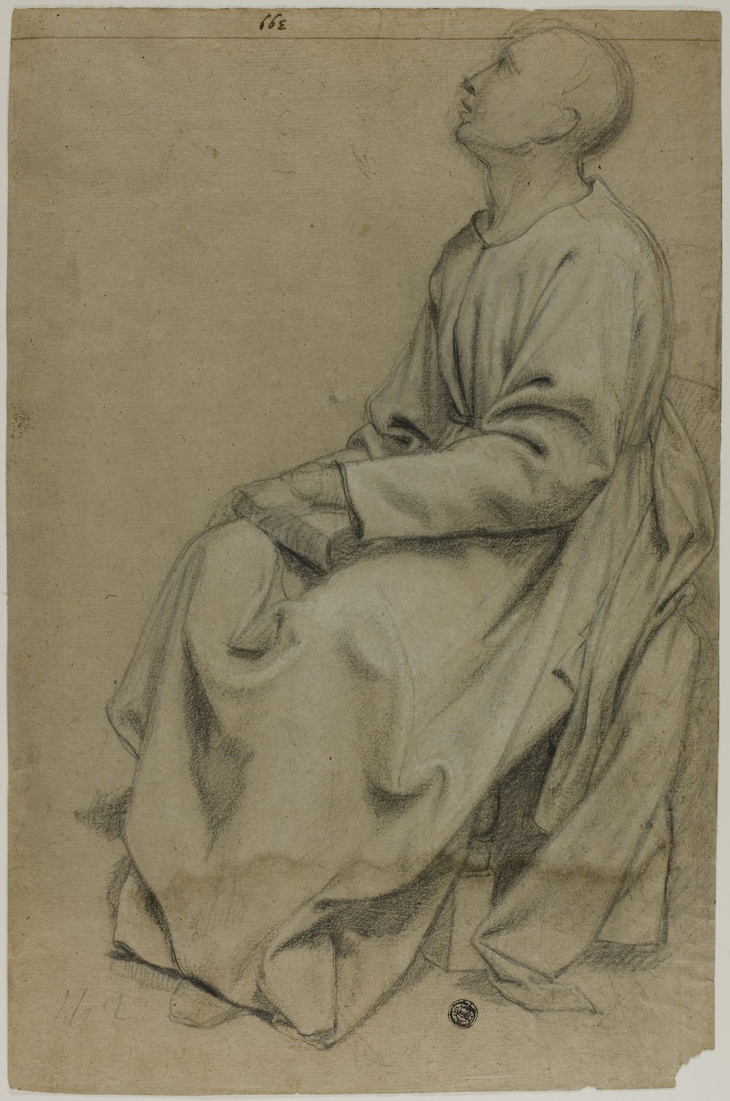 Seated Monk Holding Book -  Probably Domenico Fiasella (Italian, 1589-1669),  Poster Print Wall Art