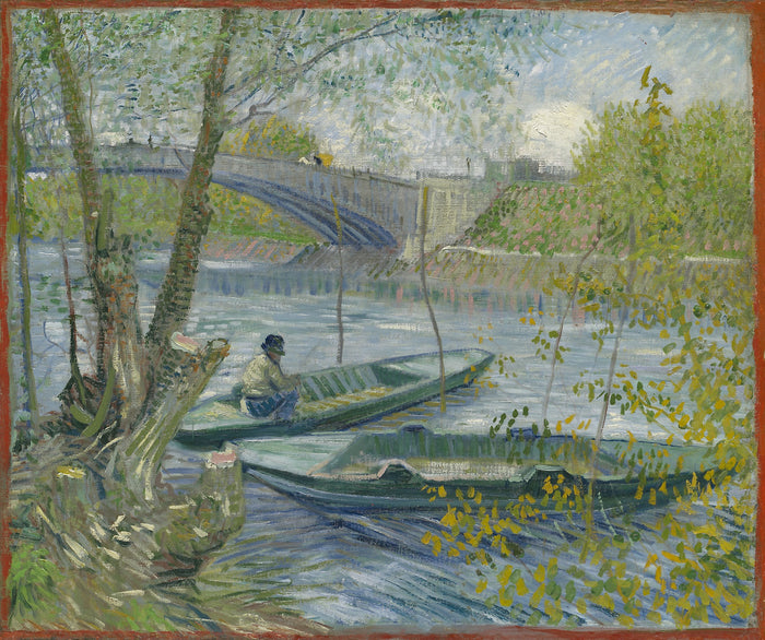 Fishing in Spring, the Pont de Clichy (Asnières): Vincent van Gogh,16x12