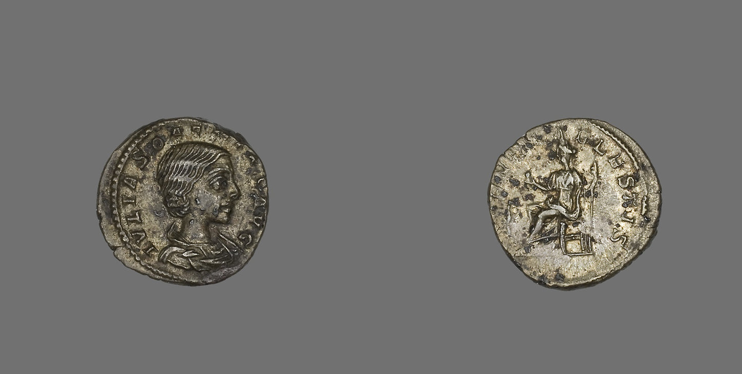 Denarius (Coin) Portraying Julia Soaemias -  Roman, minted in Antioch,  Poster Print Wall Art