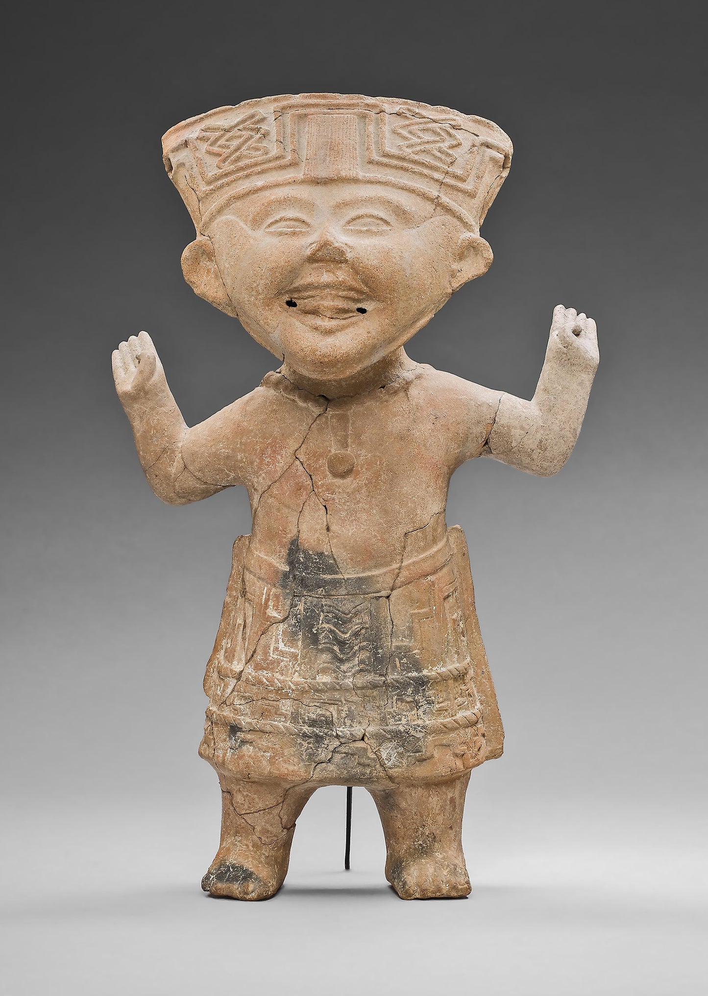Standing, "Smiling" Figure with Hands Raised -  Remojadas,  Poster Print Wall Art