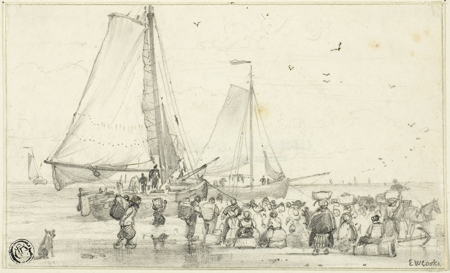 The Catch Coming In -  Edward William Cooke,  Poster Print Wall Art