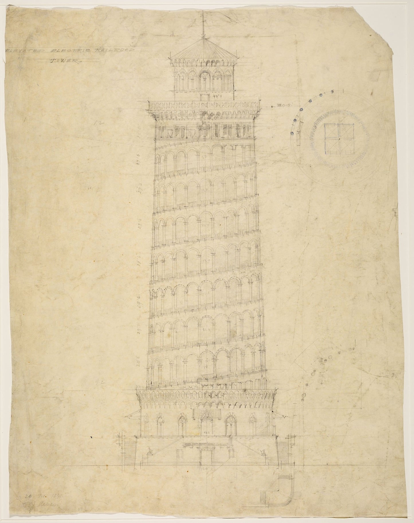 World's Columbian Exposition Elevated Electric Railroad Tower, Chicago, Illinois, Elevation -  Peter J. Weber,  Poster Print Wall Art