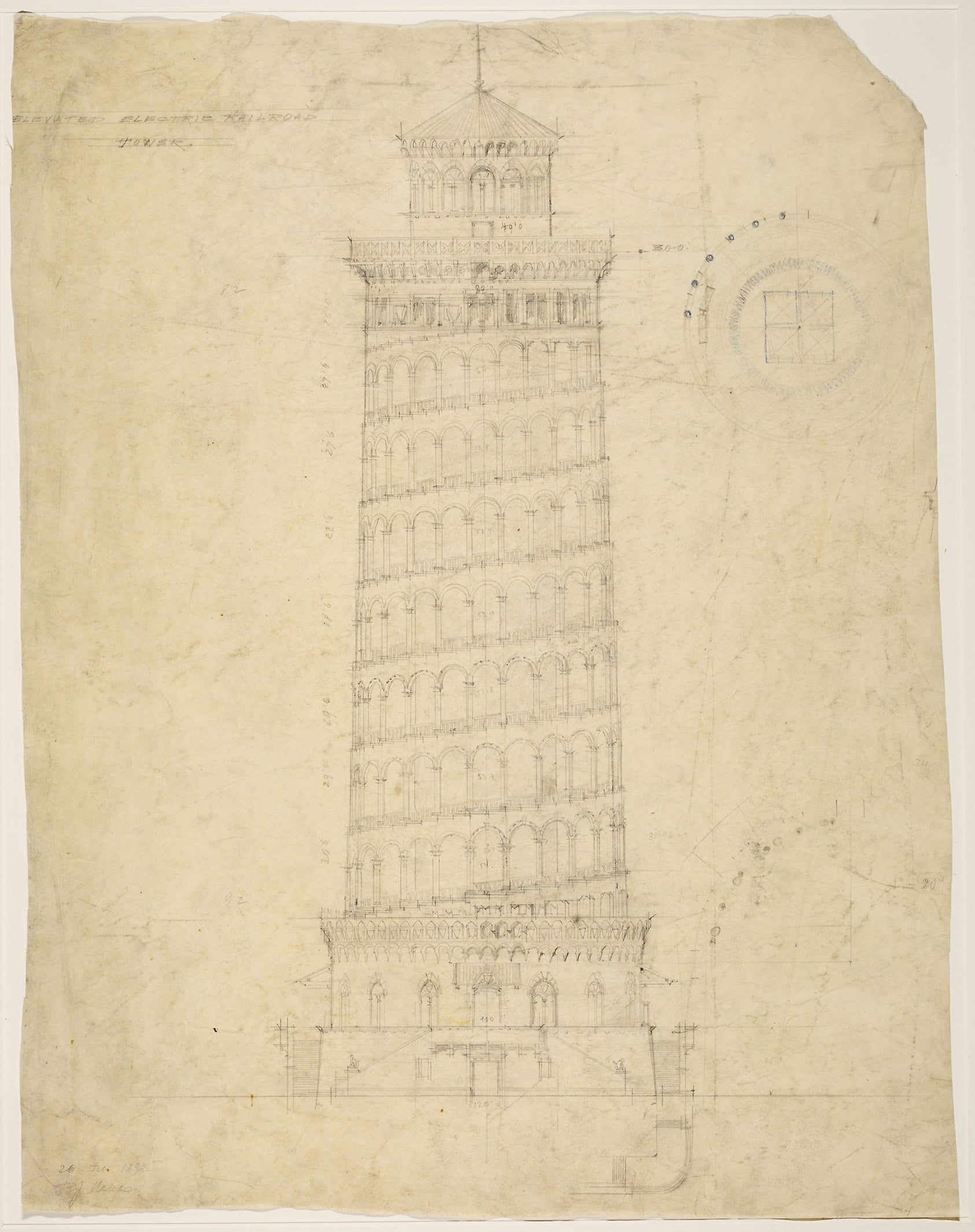 World's Columbian Exposition Elevated Electric Railroad Tower, Chicago, Illinois, Elevation: Peter J. Weber,16x12"(A3) Poster