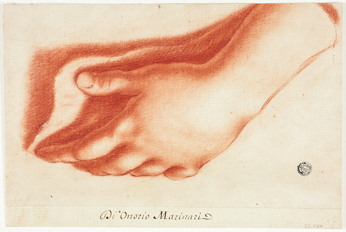 Plaster Cast of Left Hand: Onorio Marinari,16x12