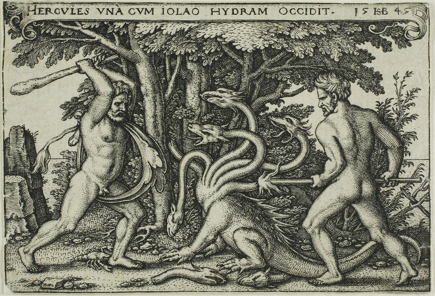 Hercules and the Hydra, from The Labors of Hercules -  Sebald Beham,  Poster Print Wall Art