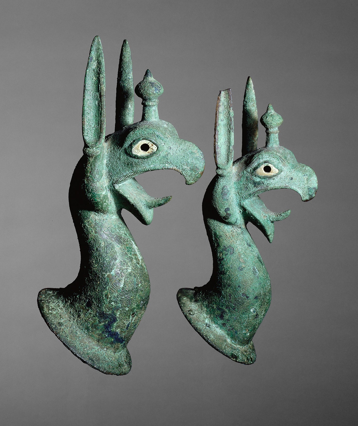 Pair of Protomes Depicting the Forepart of a Griffin -  Greek; probably Samos,  Poster Print Wall Art