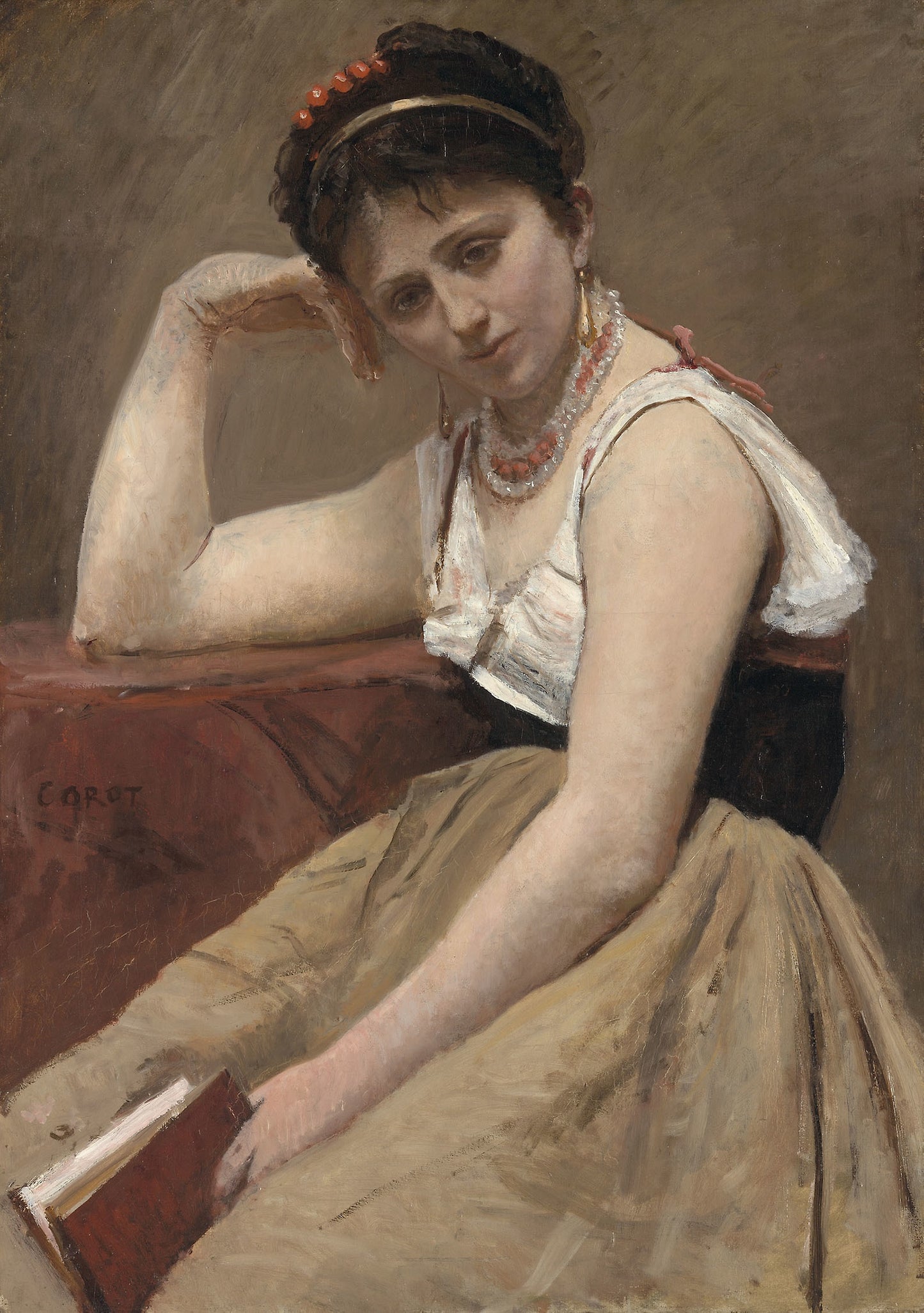 Interrupted Reading: Jean-Baptiste-Camille Corot, Poster Print Wall Art