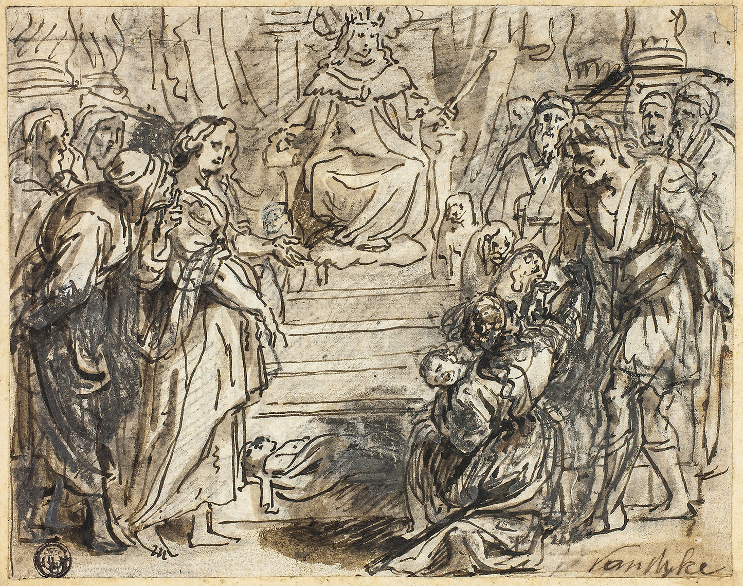 Judgement of Solomon: Attributed to Abraham Jansz. van Diepenbeeck (Flemish, 1596-1675), Poster Print Wall Art