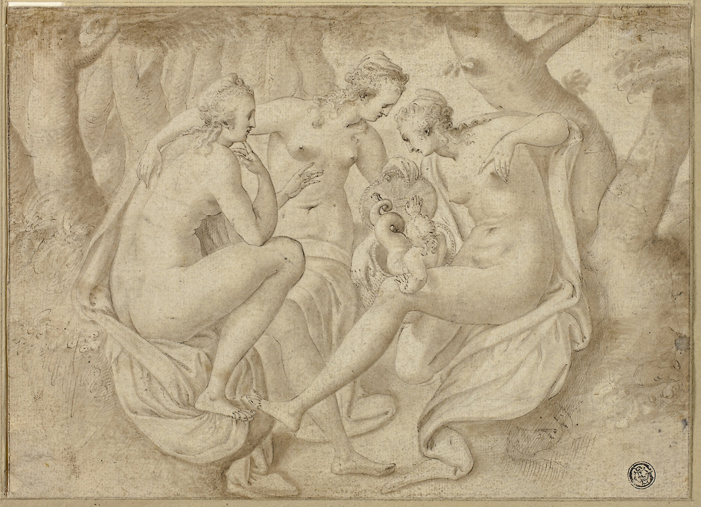 Cecrops' Daughters Uncover Erichthonius (recto); A Battle Scene (verso) -  Anthonie van Montfoort Blocklandt,  Poster Print Wall Art