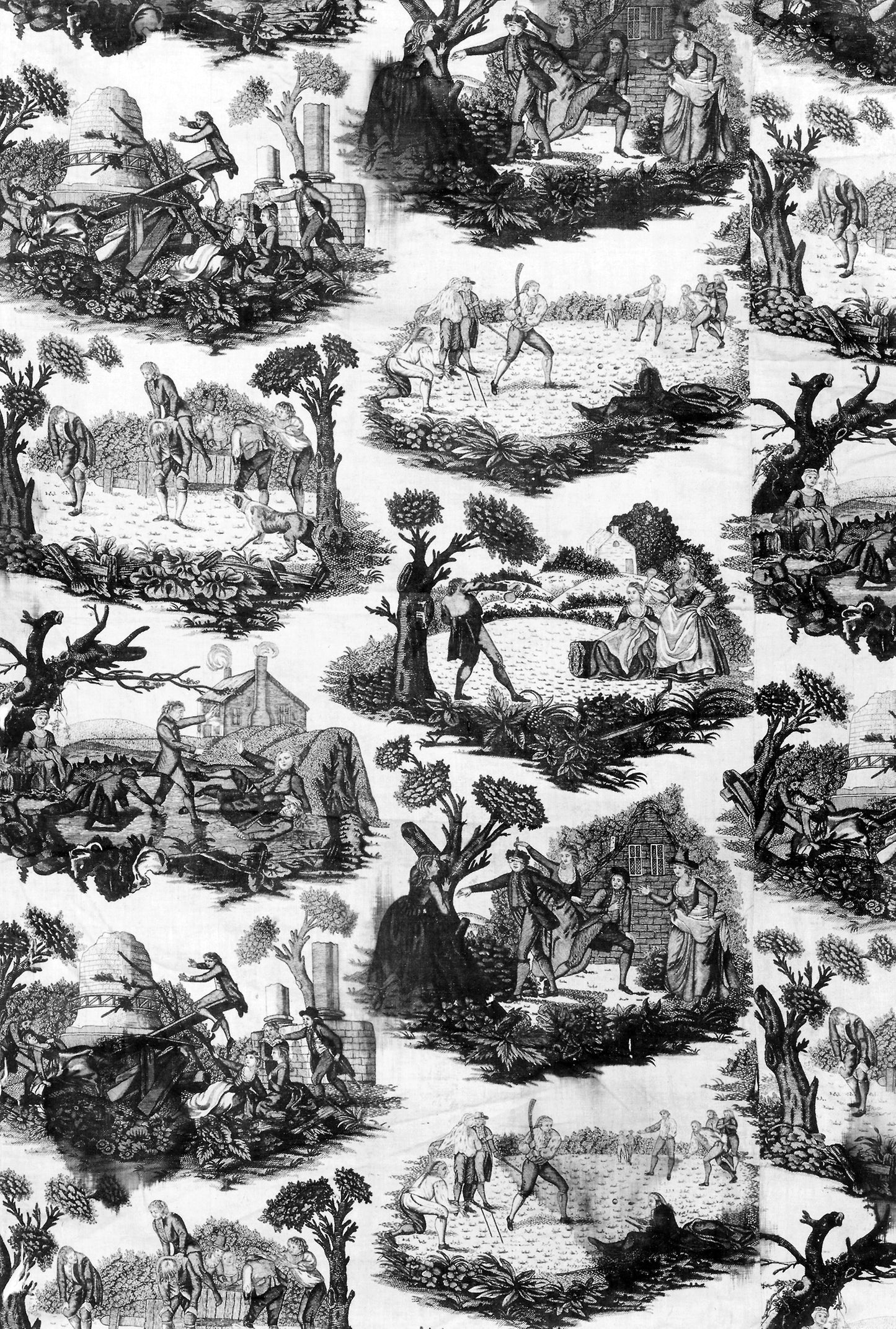 Outdoor Sports and Pastimes (Furnishing Fabric) -  After paintings -  Francis Hayman (English, 1708–1776),  Poster Print Wall Art