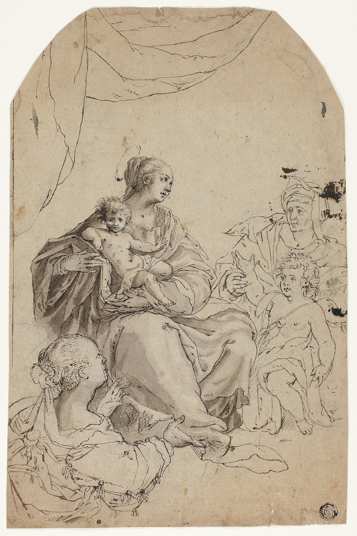 Madonna and Child with Saints Elizabeth, John and Anne -  After Johann von Aachen,  Poster Print Wall Art