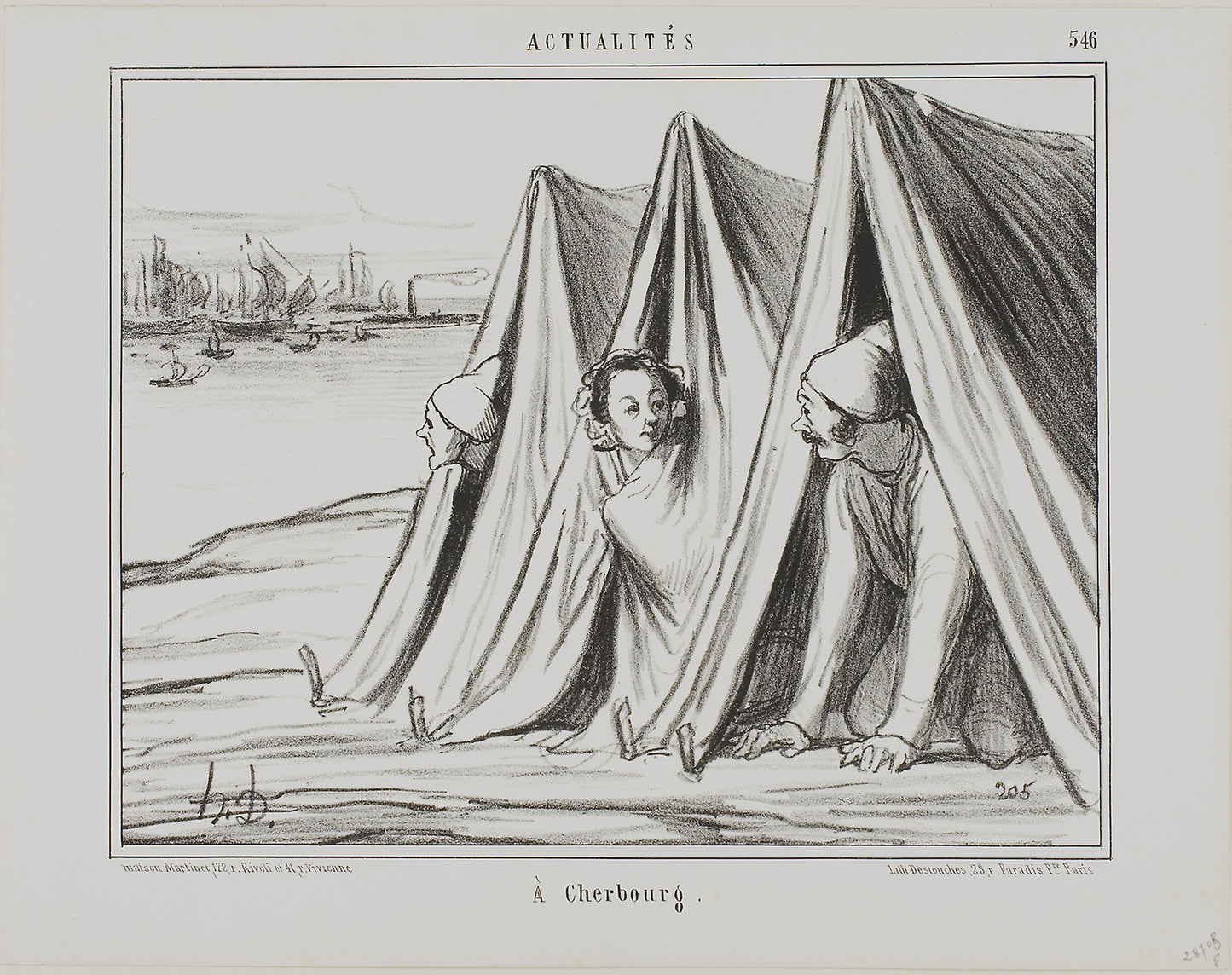 At Cherbourg, plate 546 from Actualités -  Honoré Victorin Daumier,  Poster Print Wall Art