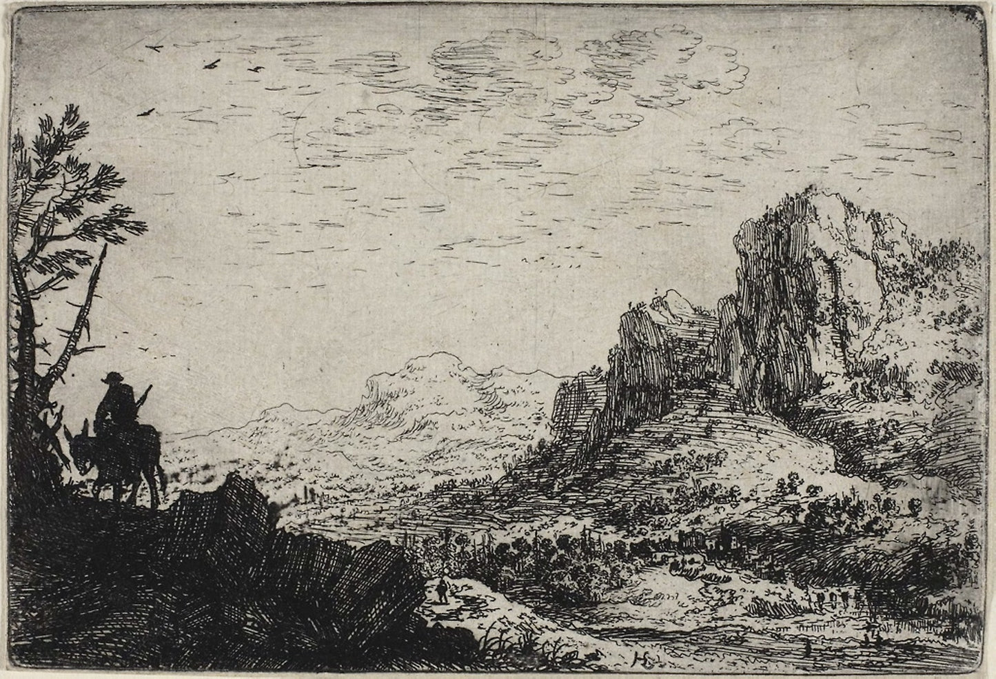 Landscape with a Man on a Mule -  Saftleven Herman II,  Poster Print Wall Art