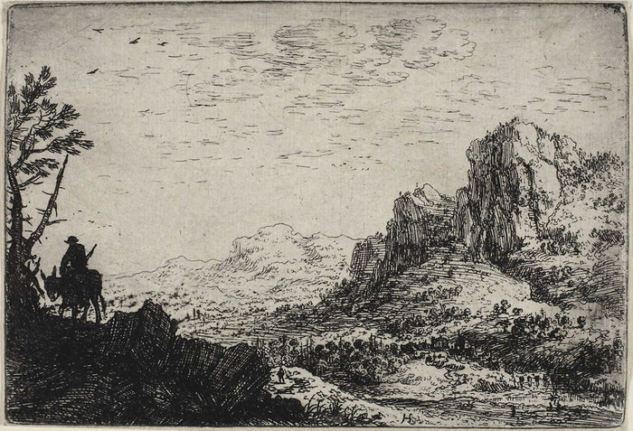 Landscape with a Man on a Mule: Saftleven Herman II,16x12