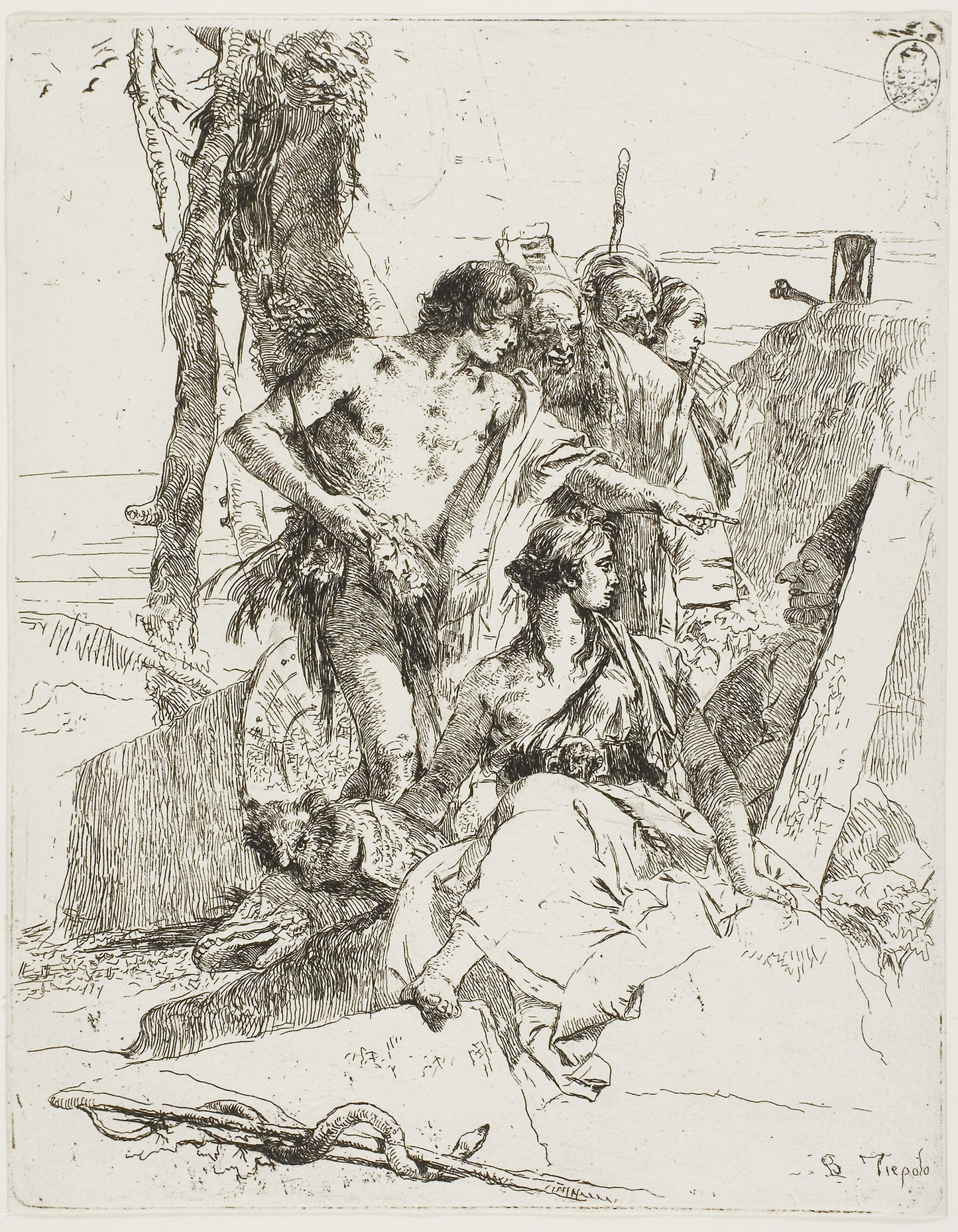 The Discovery of the Tomb of Punchinello, from Scherzi -  Giambattista Tiepolo,  Poster Print Wall Art