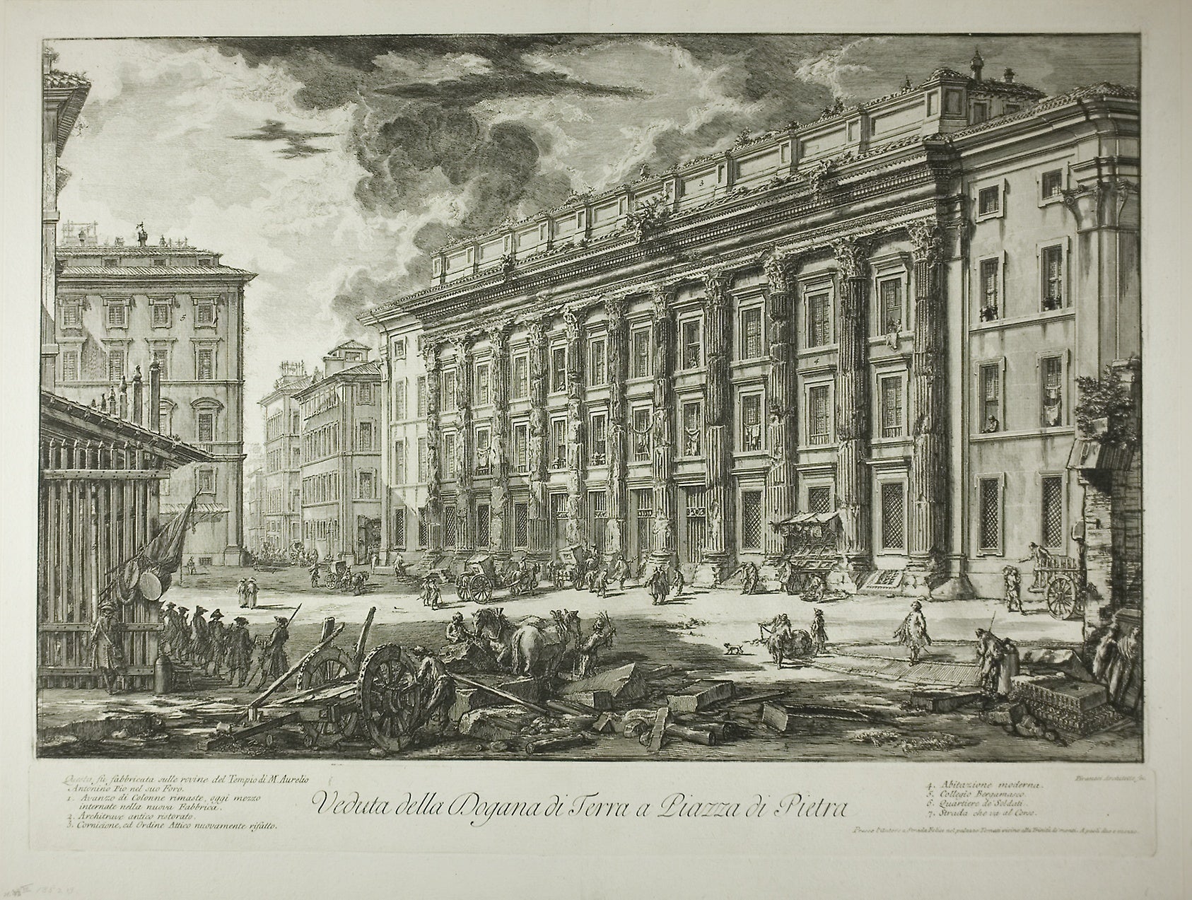 View of the Customs House in Piazza di Pietra, which was built within the ruins of the Temple of Marcus Aurelius Antoninus Pius in his Forum, from Views of Rome: Giovanni Battista Piranesi,16x12"(A3) Poster