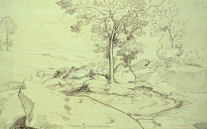 View of the Serpentara Between Olivano and Civitella: Théodore Caruelle d'Aligny,16x12