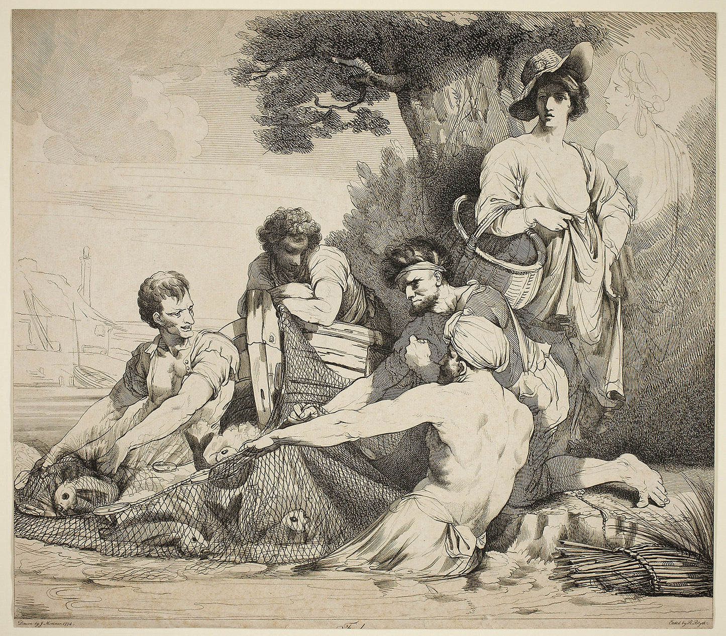 Fishermen: Robert Blyth (English, 1750-1784),16x12"(A3) Poster