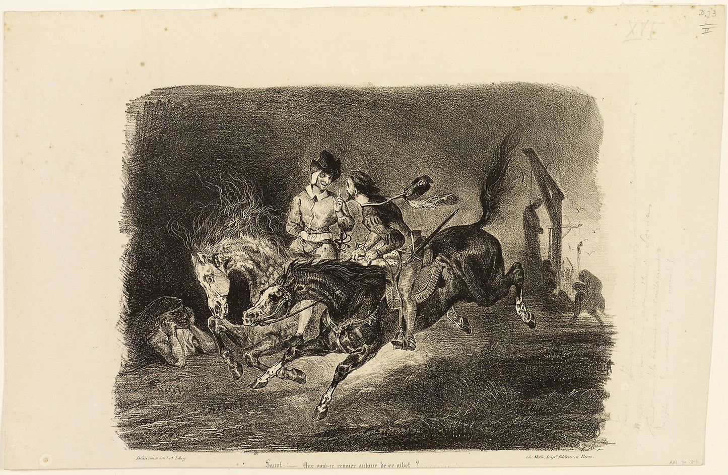Faust and Mephistopheles Galloping Through the Night of the Witches' Sabbath -  Eugène Delacroix,  Poster Print Wall Art