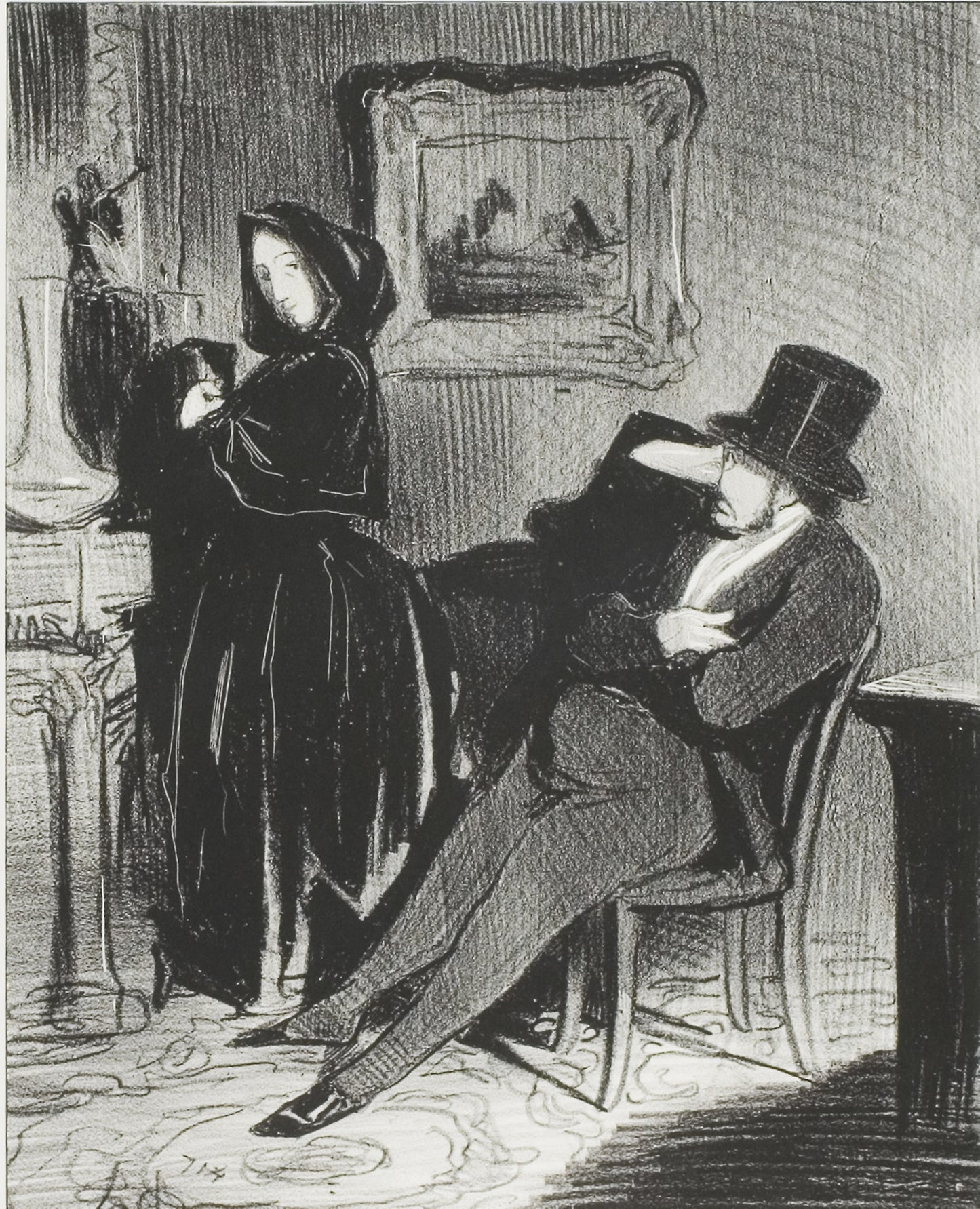 Each time I take you to the opera ball…, plate four from Paris l’hiver -  Honoré-Victorin Daumier,  Poster Print Wall Art