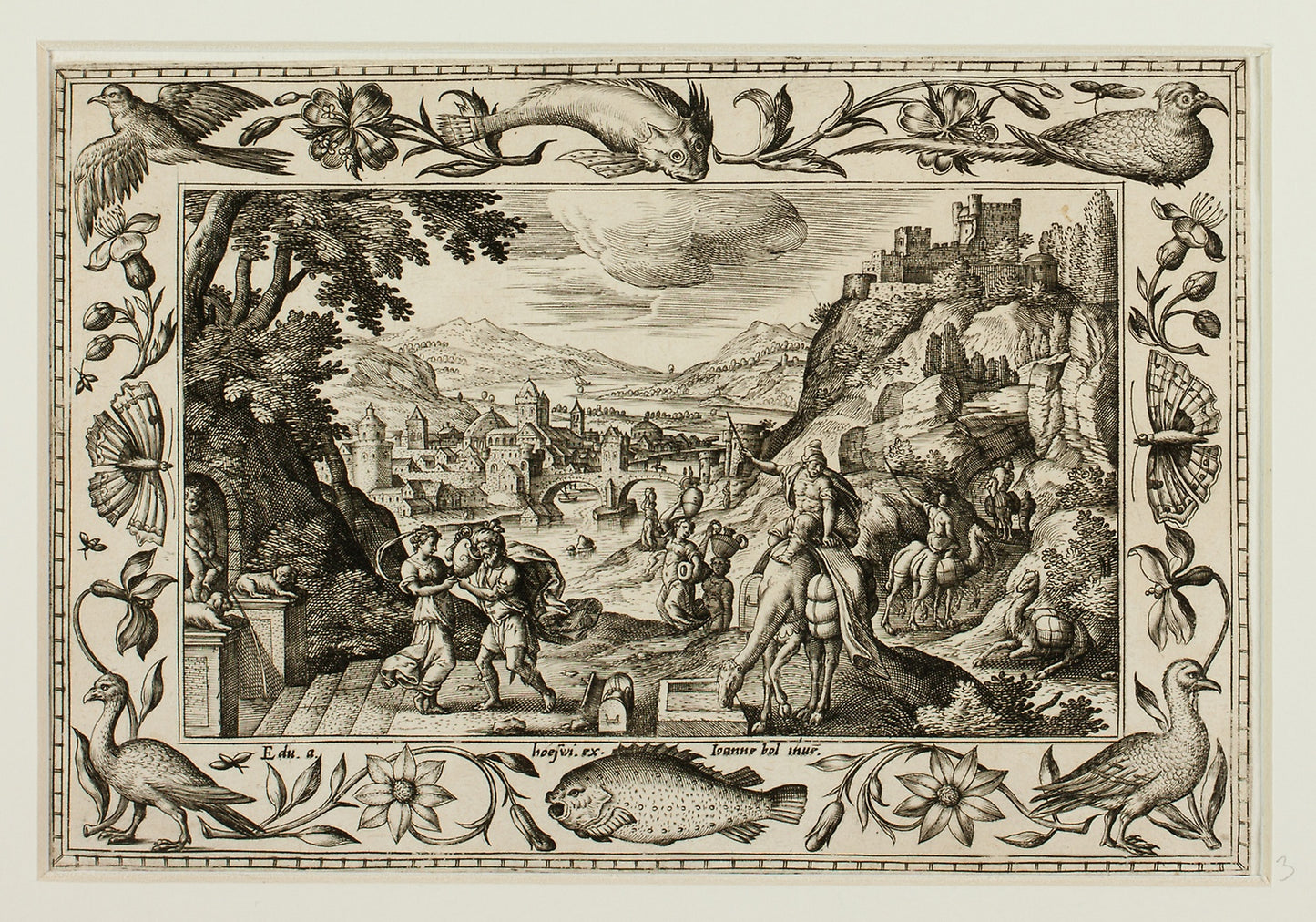 Rebecca and Eliezer at the Well, from Landscapes with Old and New Testament Scenes and Hunting Scenes -  Adriaen Collaert (Flemish, c. 1560–1618) ,  Poster Print Wall Art