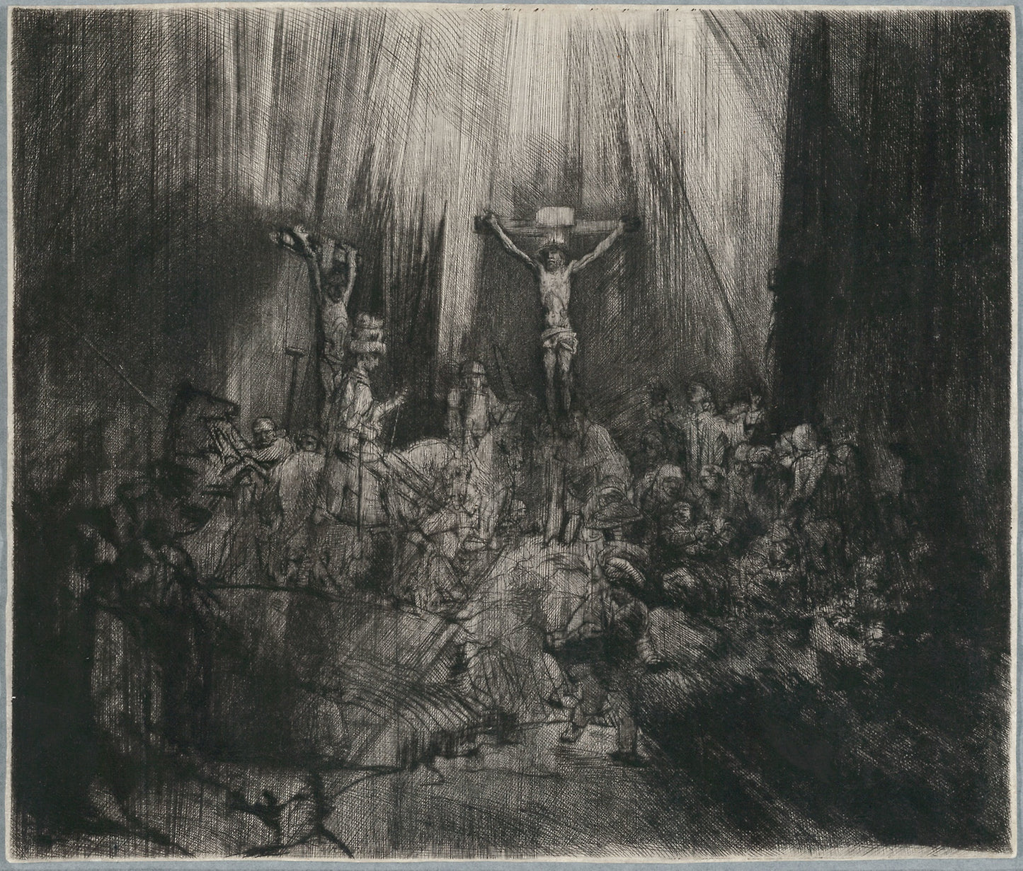 Christ Crucified between the Two Thieves -  "The Three Crosses" -  Rembrandt van Rijn,  Poster Print Wall Art