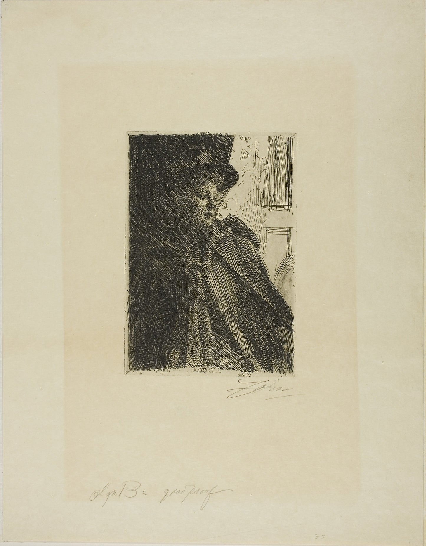 Olga Bratt -  Anders Zorn,  Poster Print Wall Art