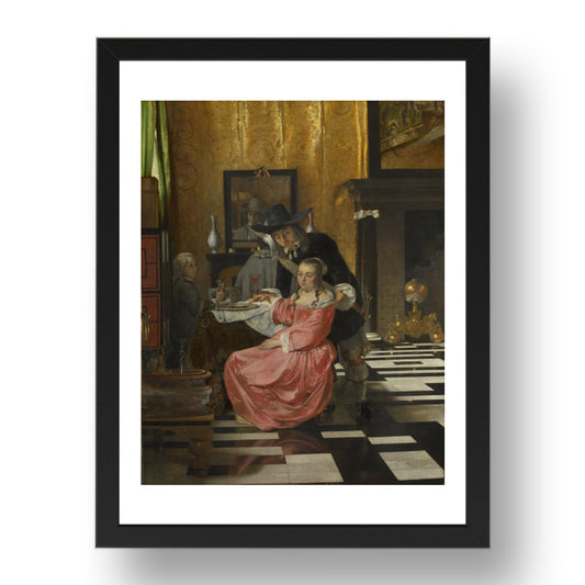 Delft: An Interior, with a Woman refusing a Glass of Wine, Poster in 17x13"(A3) Frame