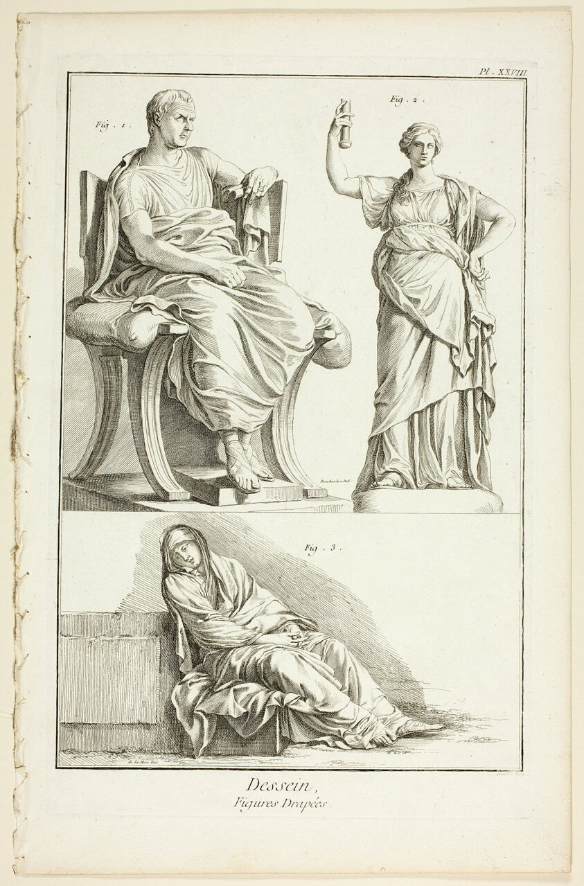 Design by  Draped Figures, from Encyclopedie by  A. J. Defehrt (French, active 18th century),23x16"( A2 size ) Poster Print