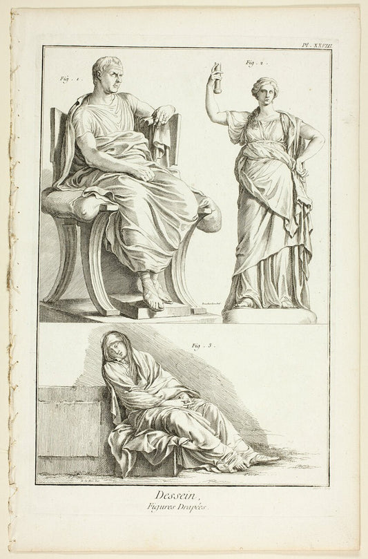 Design by  Draped Figures, from Encyclopedie by  A. J. Defehrt (French, active 18th century),23x16"( A2 size ) Poster Print