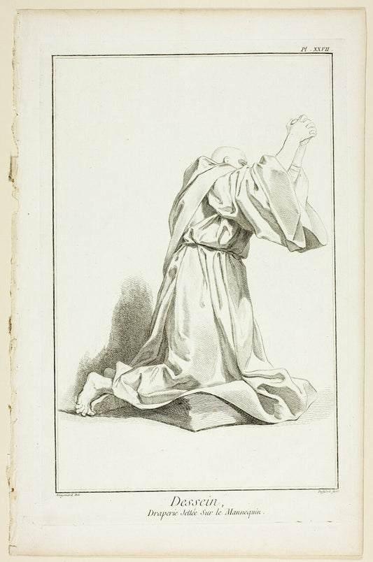 Design by  Drapery Arranged On a Model, from Encyclopedie by  A. J. Defehrt (French, active 18th century),23x16"( A2 size ) Poster Print