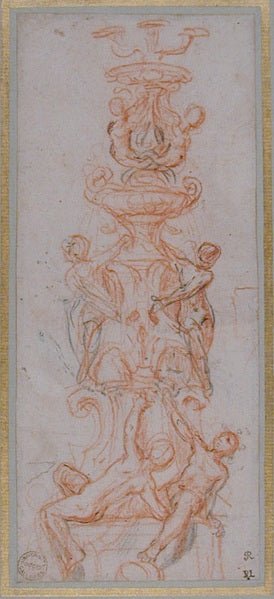 Design for a Candelabrum, vintage artwork by Correggio, A3 (16x12") Poster Print