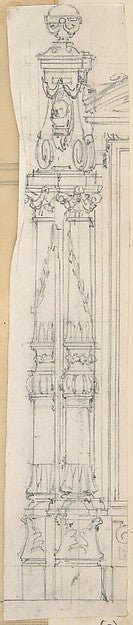 Design for a carved pillar next to a doorframe 19th cent-Anony, vintage art, A3 (16x12") Poster Print