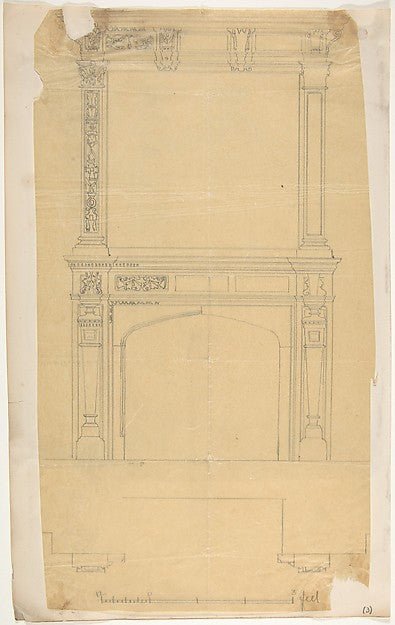 Design for a Chimneypiece 19th cent-Anonymous, British, 19th c, vintage art, A3 (16x12") Poster Print