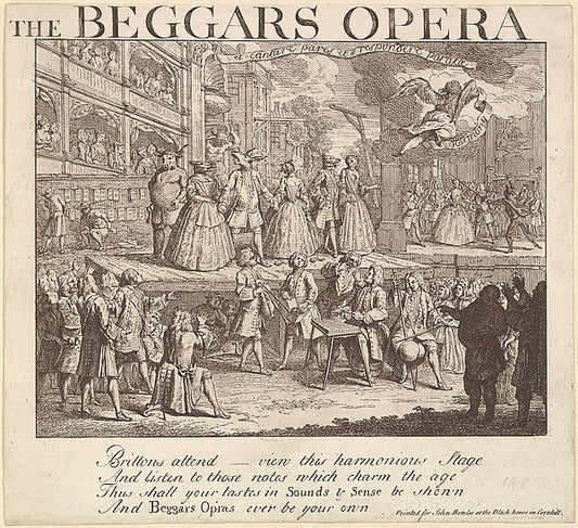 Design formerly attributed to William Hogarth , Anonymous, British, 18th century:The Beggar's Opera 1728, vintage artwork, 16x12"(A3) Poster Print