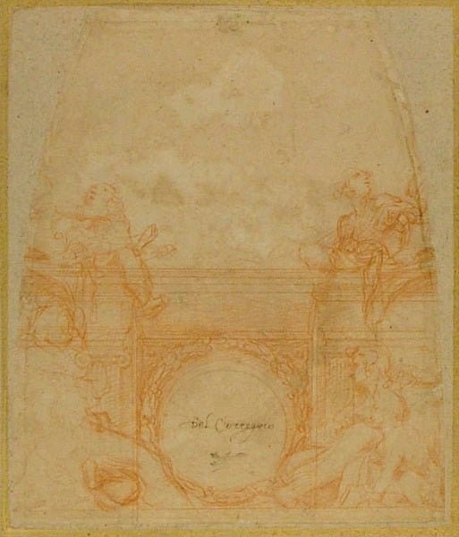Designs for the Decoration of the Cupola of the Cathedral at Parma (verso), vintage artwork by Correggio, A3 (16x12") Poster Print