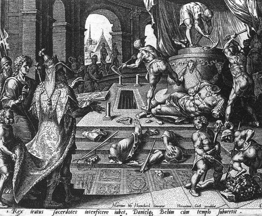 Destruction of the Statue of Bel, vintage artwork by Cornelis Cort, A3 (16x12") Poster Print