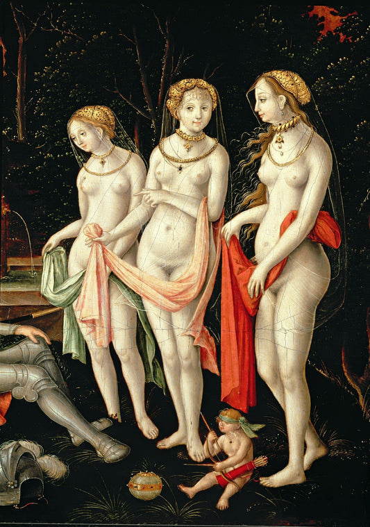 Destruction of Troy and the judgment of Paris , detail - Artemis , Hera and Aphrodite, vintage artwork by Matthias Gerung, A3 (16x12") Poster Print