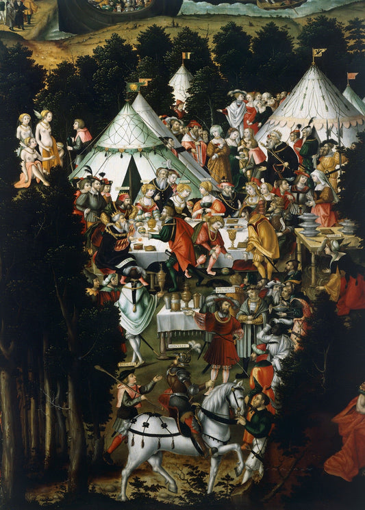 Destruction of Troy and the judgment of Paris, vintage artwork by Matthias Gerung, A3 (16x12") Poster Print