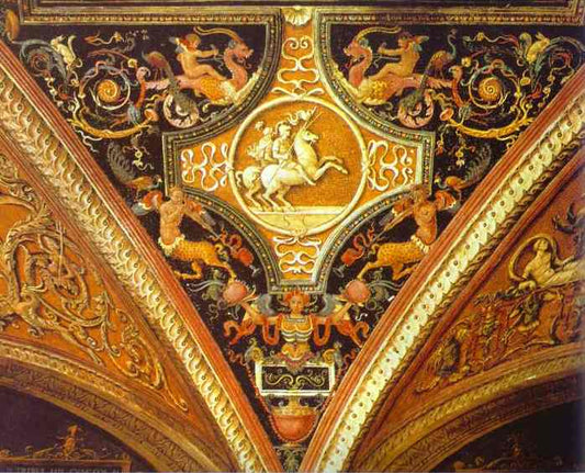 Detail of the ceiling, vintage artwork by Perugino, A3 (16x12") Poster Print