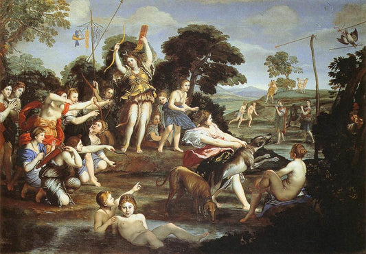 Diana and Her Nymphs, vintage artwork by Domenichino, 12x8" (A4) Poster