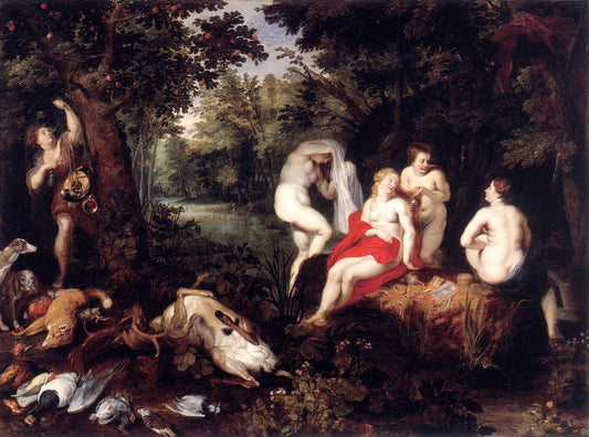 Diana Resting after the Hunt, vintage artwork by Hendrick van Balen, 12x8" (A4) Poster