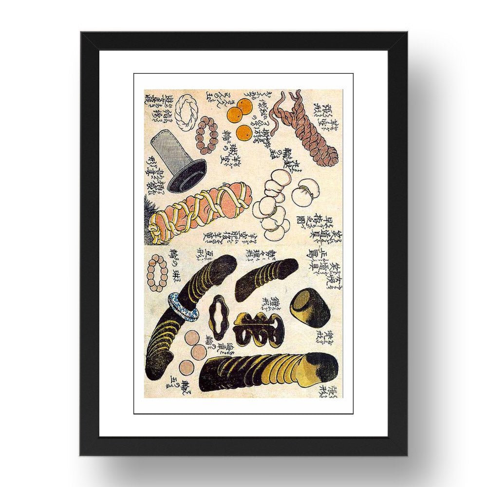 dildo-sextoys, Graphic Erotic ukiyo-e  Japanese Shunga, classic artwork in 17x13"(A3) Frame