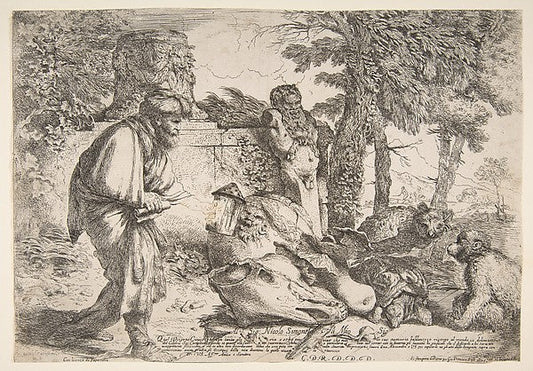 Diogenes searching for a honest man c1645–47-Giovanni Benedett, vintage art, A3 (16x12") Poster Print