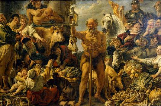 Diogenes Searching for an Honest Man, vintage artwork by Jacob Jordaens, 12x8" (A4) Poster