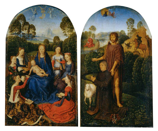 Diptych of Jean du Cellier, vintage artwork by Hans Memling, A3 (16x12") Poster Print