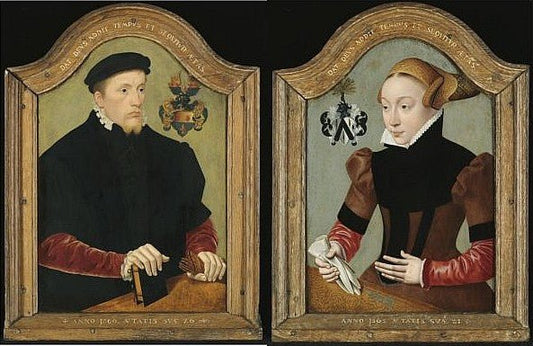 Diptych of Nicolaus von Gail and Sophie von Wedigh, vintage artwork by Bartholomäeus Bruyn the Younger, A3 (16x12") Poster Print