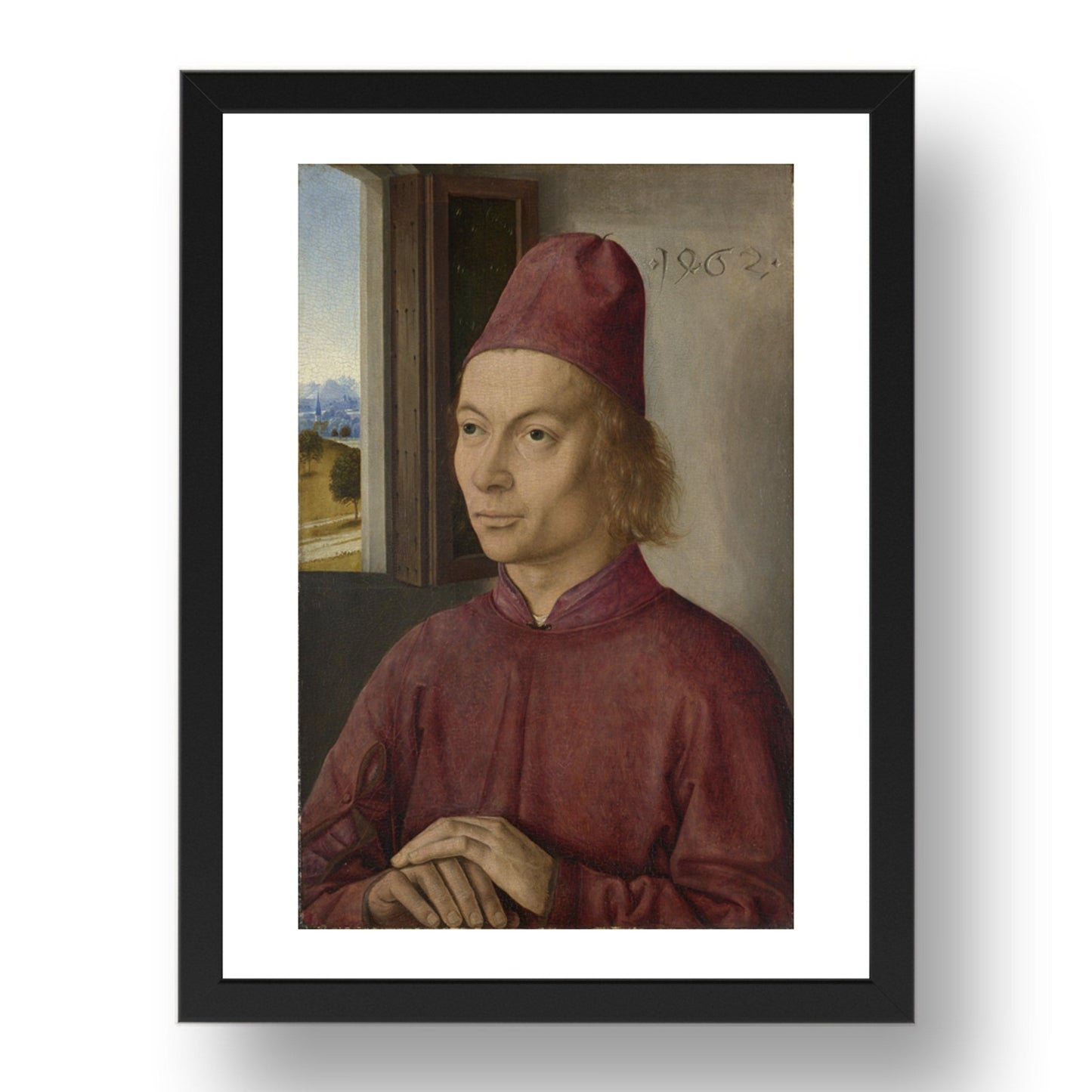 Dirk Bouts: Portrait of a Man (Jan van Winckele), Poster in 17x13"(A3) Frame